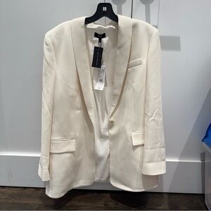 NWT Theory Plissé-Crepe Cream Blazer, Sz 8, orig $495